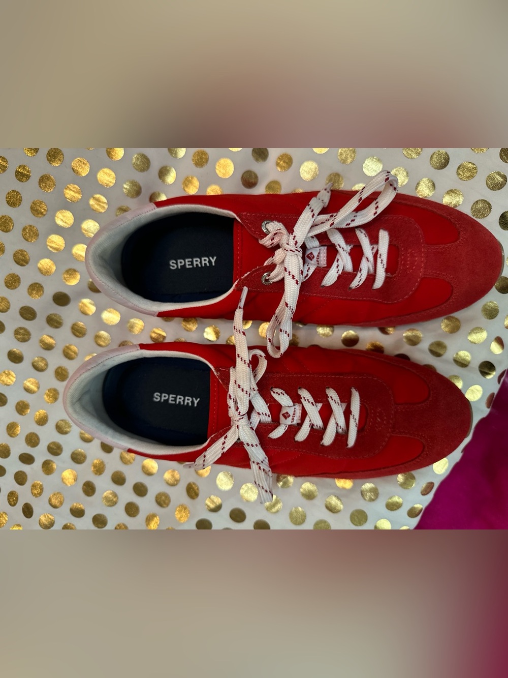 Sperry Red  Sneakers with White Laces sz 8